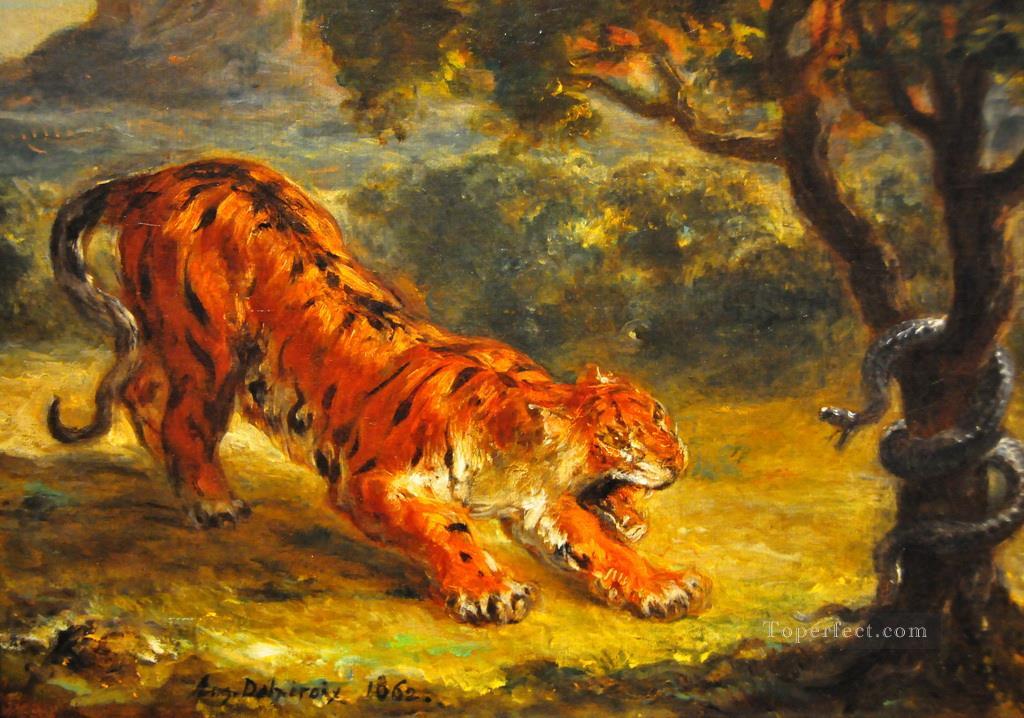 tiger and snake 1862 Eugene Delacroix Oil Paintings